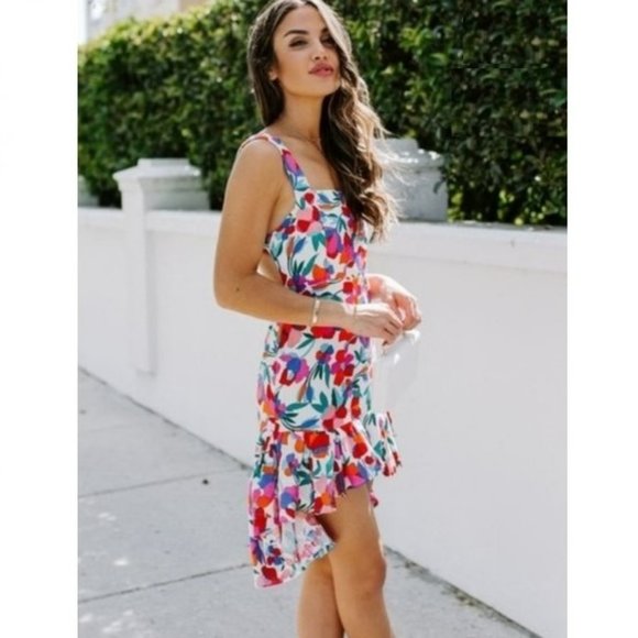 VICI • Linen Blend Hi-Lo Dress in Harvest Floral || Medium - Picture 4 of 8